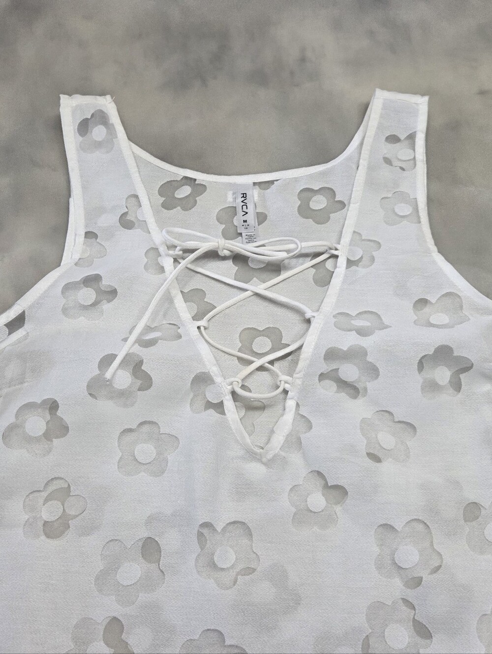 RVCA White Daisy Print Sheer Swim Coverup. NWT. Size M